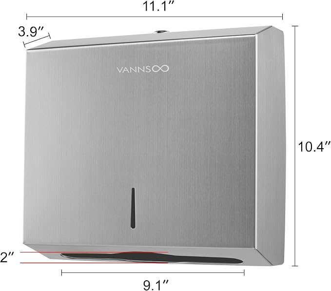 Commercial Paper Towel Dispenser Wall Mount Bathroom, 250 C Fold / 300 - Image 5