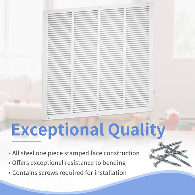 24"W x 24"H Steel Return Air Grille, Air Return Vent Cover - Image 2