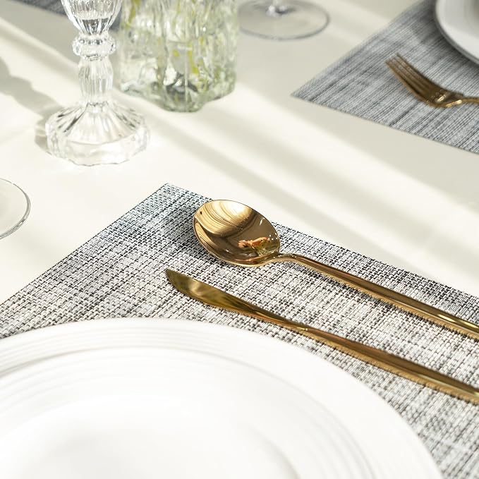 Placemats Set of 6 Vinyl/Plastic Woven Place Mats - Image 7