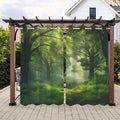 Forest Theme Outdoor Curtains for Patio Waterproof, Dawn Trees Jungle Pattern by Lirduipu