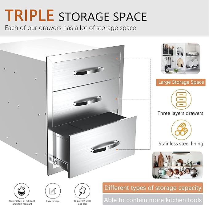 Outdoor Kitchen Drawers, Box Frame Style Flush Mount BBQ Drawer w/Stainless - Image 5