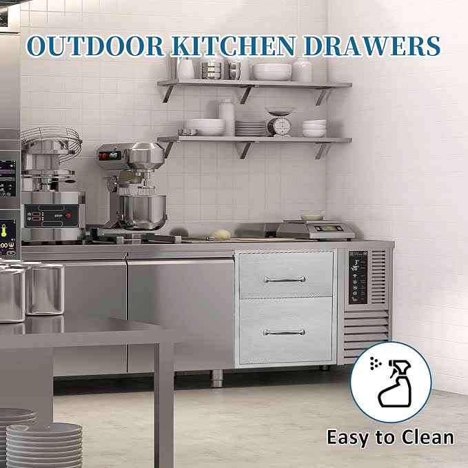 Outdoor Kitchen Drawers 14"Wx21"Hx21"D Flush Mount Access 2-Drawer BBQ - Image 5