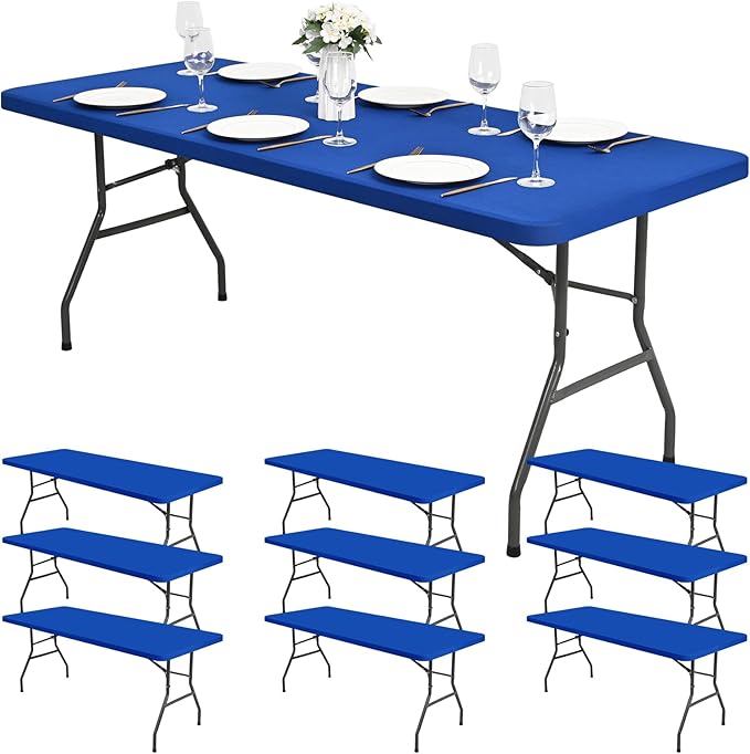 10 Pack Stretch Fabric Table Top Cap Cover, fits 6Ft Tables, Spandex Table by Pesonlook
