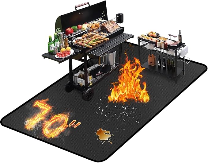 Grill Pad Floor Mat 70x48 in Fiberglass Waterproof for Blackstone 28in 36in