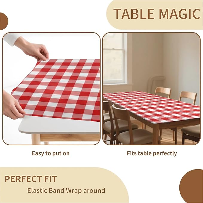 Rectangle Table Cloth Cover Waterproof Elastic Fitted Polyester Fitted - Image 4