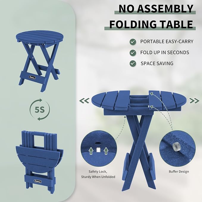 FUNBERRY Outdoor Folding Adirondack Side Table, No Assembly Portable Patio End - Image 4