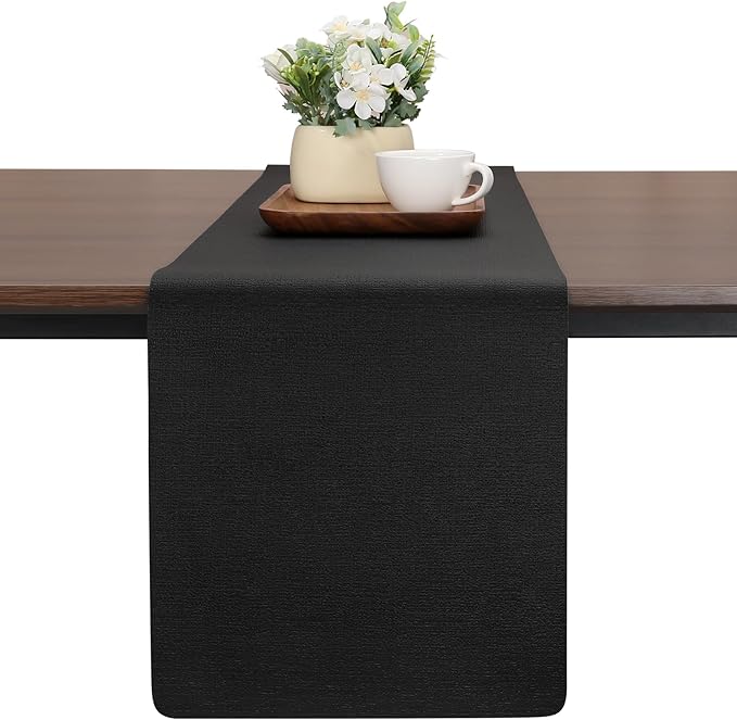 Table Runners 94 Inches Long, Dual-Sided Faux Leather Farmhouse Table Runner by Chitomars