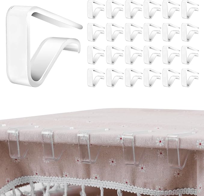 24 Pieces Clear Tablecloth Clips, Durable Plastic Table Cover Holders, by EaseYourLife