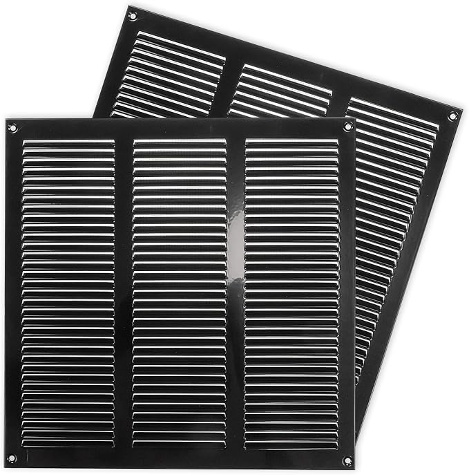 Repa Market 2-Pack 12x12 Inch Air Vent Cover/Black Galvanized Steel Louvered by RepaMarket