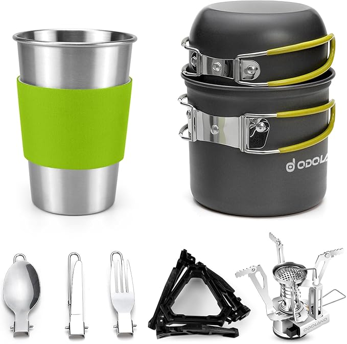Odoland Camping Cookware Stove Carabiner Canister Stand Tripod and Stainless by Odoland