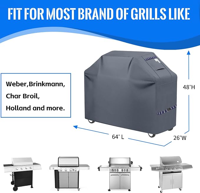 Grill Cover 600D Heavy Duty, Universal Fit Waterproof BBQ Grill Protector - Image 2