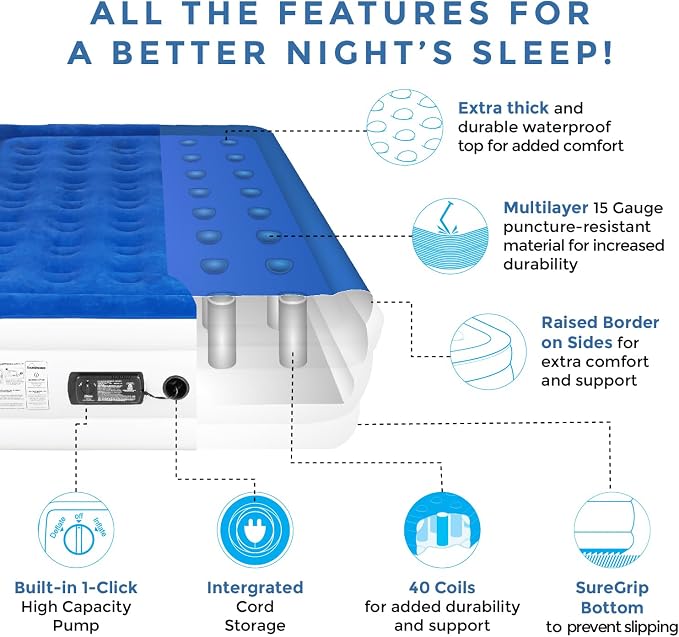 SoundAsleep Products Dream Series Luxury Air Mattress, ComfortCoil Technology - Image 6
