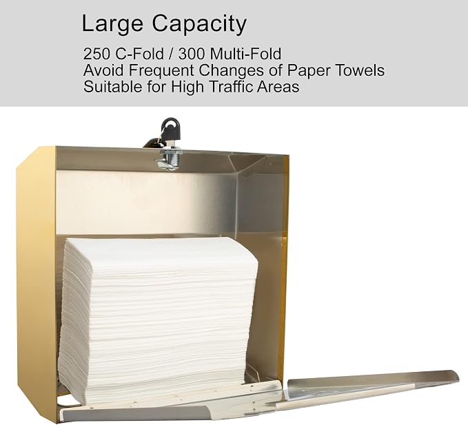 Commercial Paper Towel Dispenser Wall Mount, Tri-fold/Multi-fold/C-Fold - Image 4