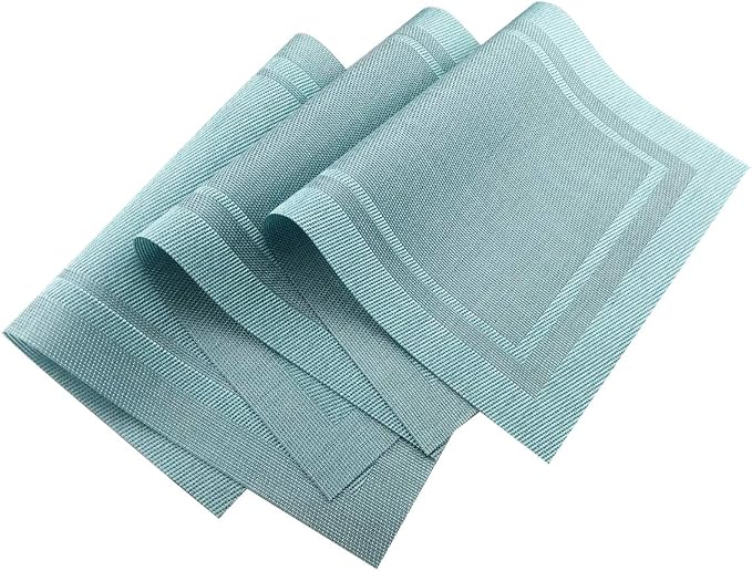 Gugrida Placemats Set of 6 Plaid Checkered Blue PVC Placemat - Image 4