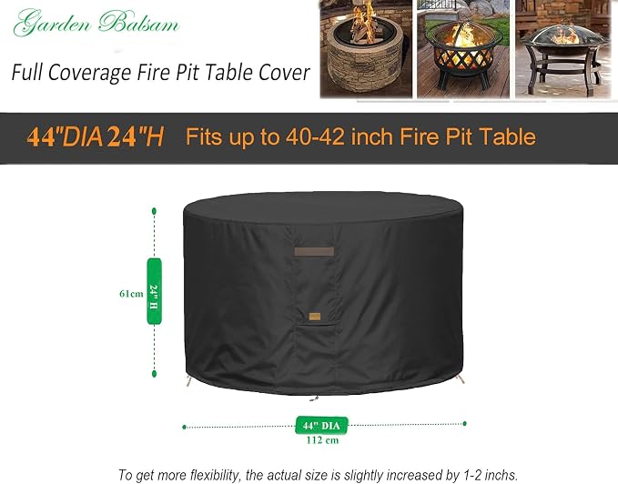 Fire Pit Cover 600D Heavy Duty Waterproof Fabric - Image 2