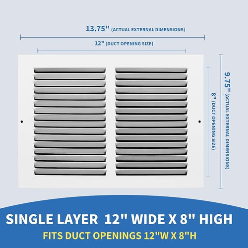 12x8 Vent Cover, Air Return Vent Cover, AC Vent Cover, Cold Air Return Vent - Image 2