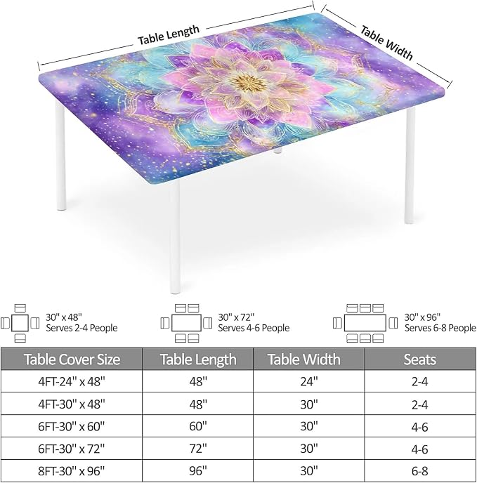 Rectangle Table Cloth Cover Waterproof Elastic Fitted Polyester Fitted - Image 2