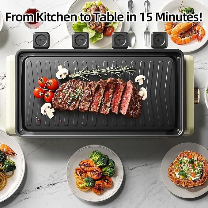 Aoran Electric Smokeless Grill, 1800W Nonstick Indoor Griddle Pan, Adjustable - Image 2