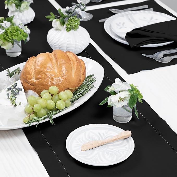 Solino Home Linen Black Table Runner 156 Inches Long - Image 9
