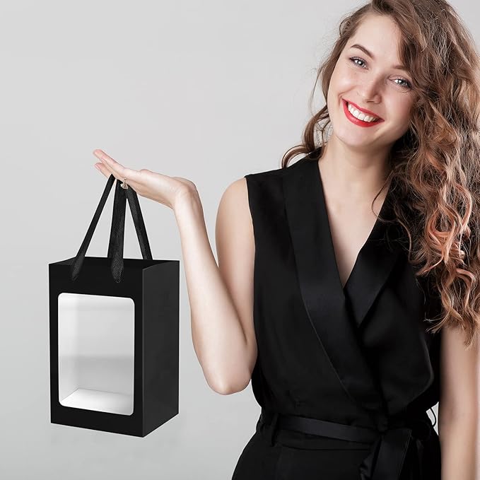 BallHull 24 Pcs Black Kraft Paper Gift Bags - Image 5