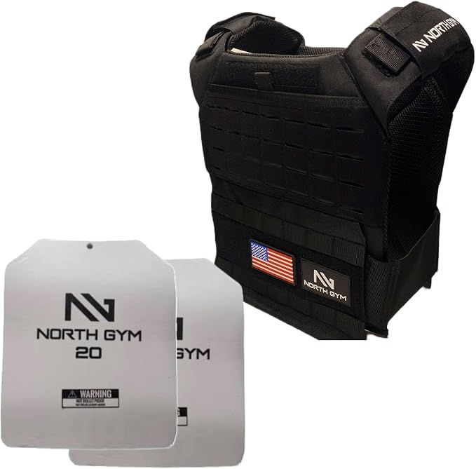 Northgym Adjustable Weighted Vest/Incl. 3D Weight Plates in 14lbs / 20lbs/ by NorthGym