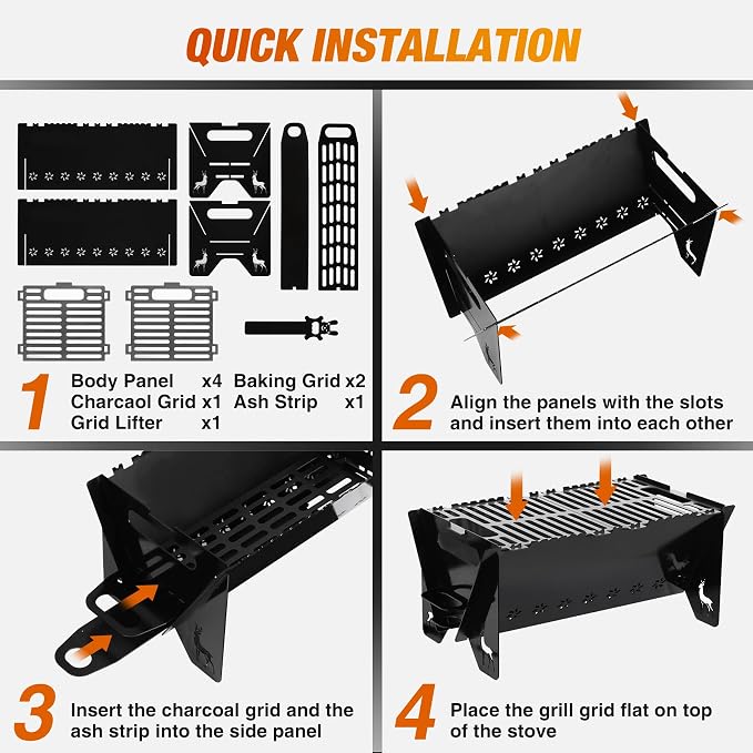 Lineslife 16 Inch Portable Camping Campfire Grill, Heavy Duty Charcoal BBQ - Image 4