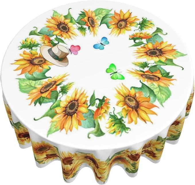 Sunflower's Round Tablecloth Sunflower Tablecloth 60 Inch Waterproof Rustic - Image 3