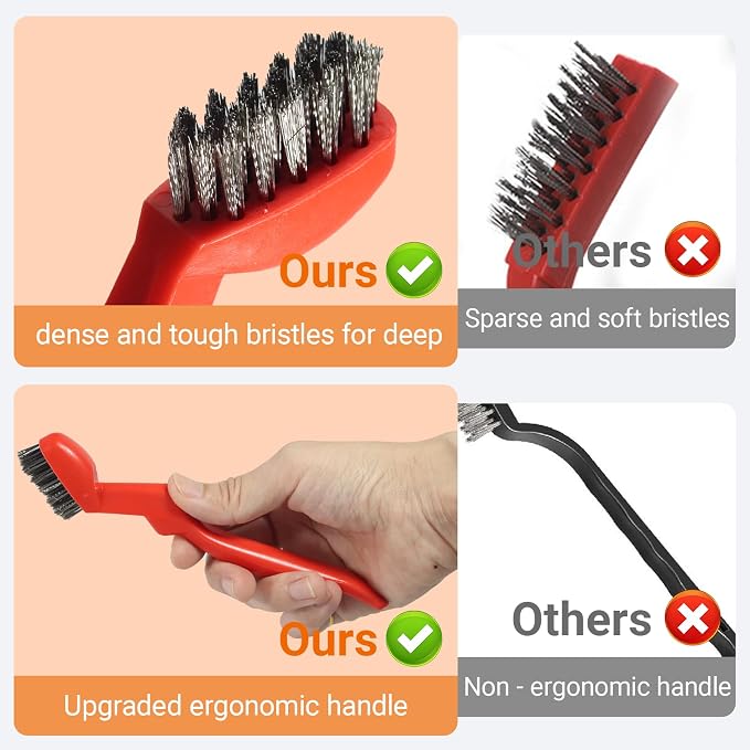 GOLDEN SMILE 3-Pack 7" Stainless Steel Wire Brushes - Image 6