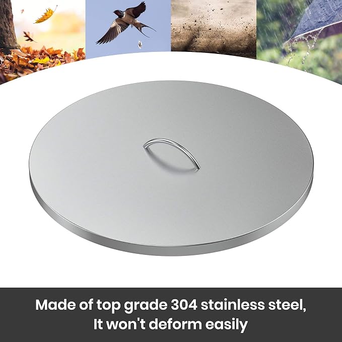 Stanbroil 22" Stainless Steel Round Fire Pit Cover, Fire Pit Ring Lid Fits - Image 4