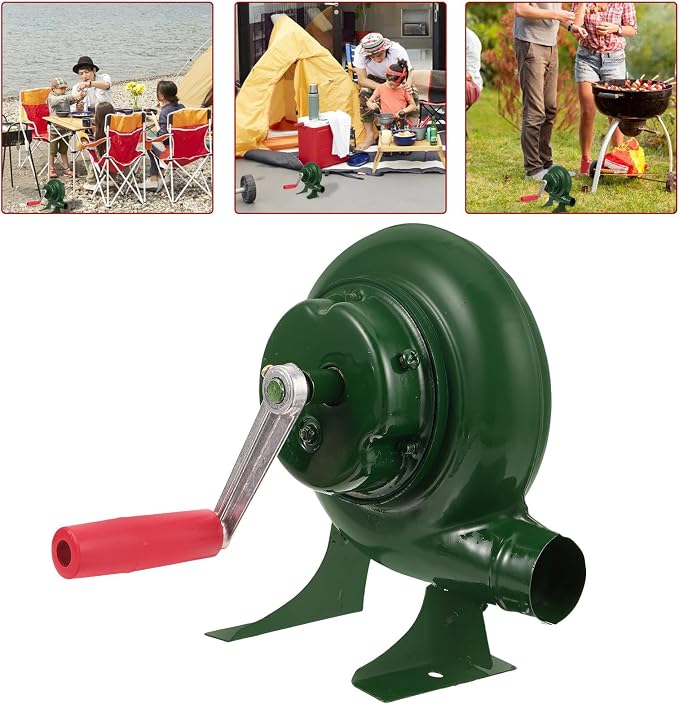 Manual Hand Crank Air Fire Blower Iron Barbecue Fan - Image 3