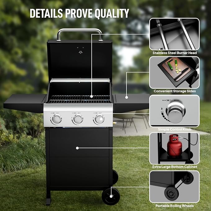 ROVSUN 3-Burner Propane Gas BBQ Grill - Image 2