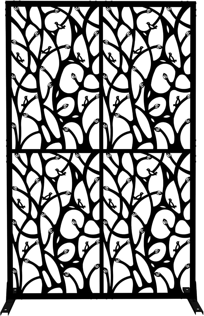 Metal Privacy Screen Room Divider 72" H x 45.3" W, Free Standing Decorative - Image 6