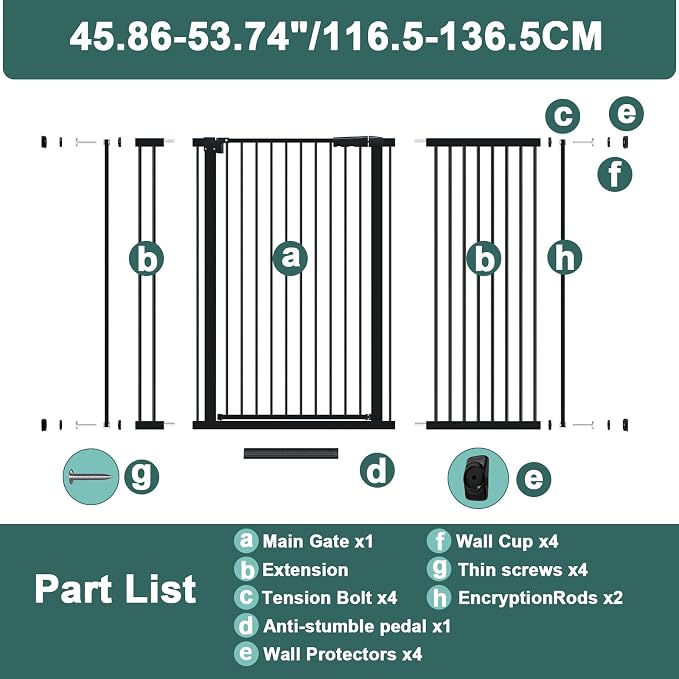 40.55" Tall 1.37" Ultra Narrow Spacing Dogs Pets Baby Gate - Image 6