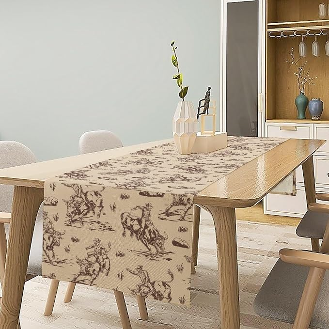 Western Desert Cowboy Table Runner, Seasonal Spring Fall Kitchen Dining Table - Image 3