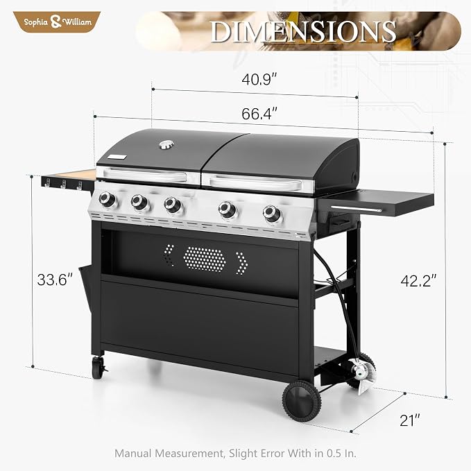 Sophia & William Propane Gas Grill and Griddle Combo - Image 7