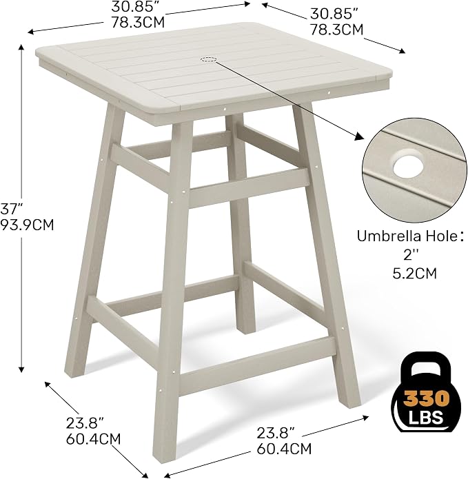 Costaelm Outdoor Bar Table, Patio Bistro Dining Pub Table - Image 3