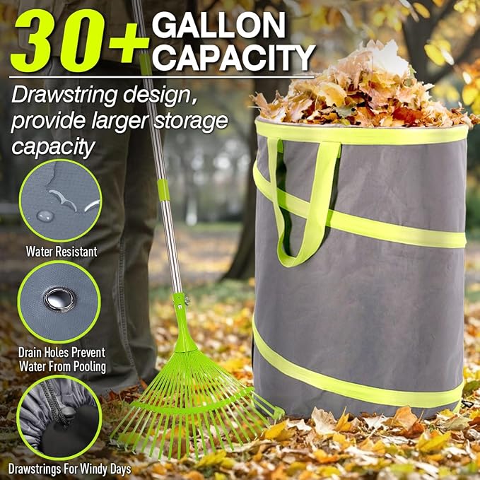 Resuable Leaf Bag 2 Pack, Collapsible Trash Can - Image 3