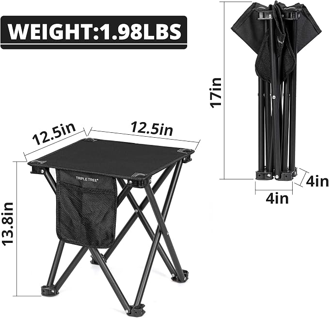 Triple Tree 2 Pack Folding Camping Stool, 13.8 Inch Small Portable Lightweight - Image 3