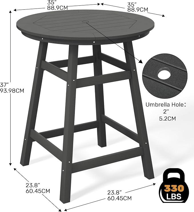 Costaelm Patio Bistro Table, Outdoor Bistro Dining Pub Table - Image 3