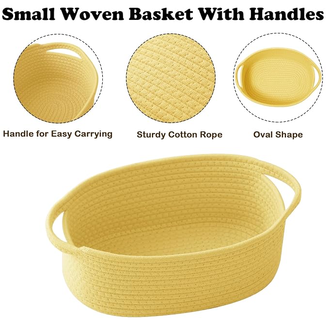Gift Basket with Gift Bag and Ribbons, Small Rope Woven Shelf Storage, Baskets - Image 3