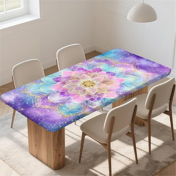 Rectangle Table Cloth Cover Waterproof Elastic Fitted Polyester Fitted - Image 6