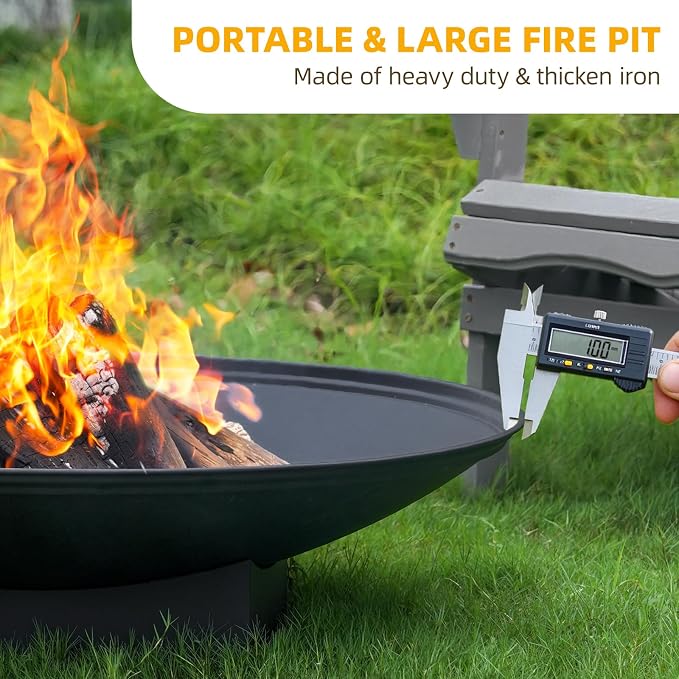 32 Inch Fire Pit for Outside, Outdoor Wood Burning Fire Pit Table - Image 5