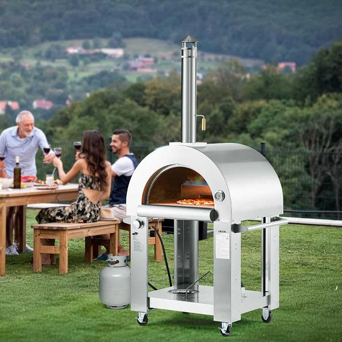 VEVOR Dual Fuel Pizza Oven Outdoor, 26 in Portable Pizza Oven, Pellet & Gas - Image 8