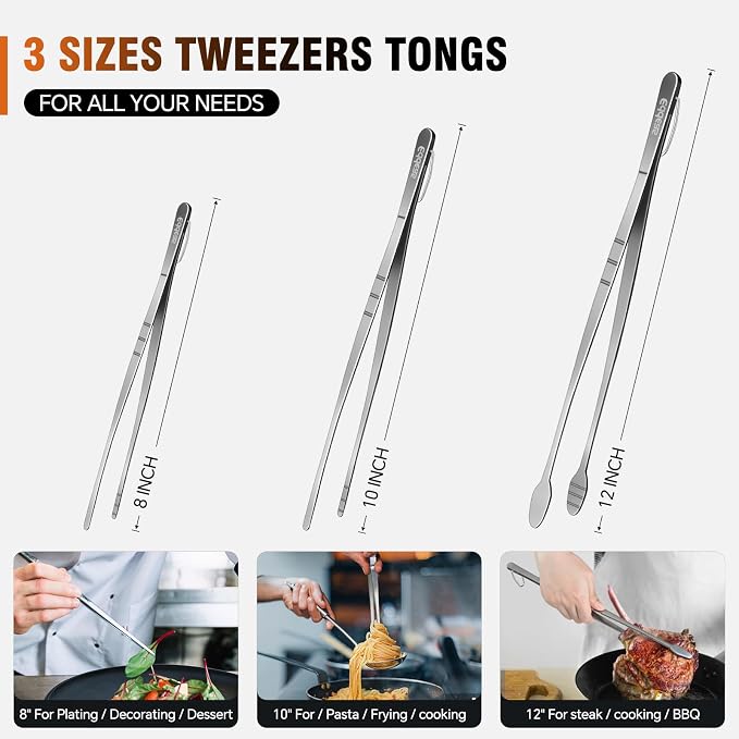 Kitchen Tweezers Tongs, Cooking Tweezers Stainless Steel - Image 8