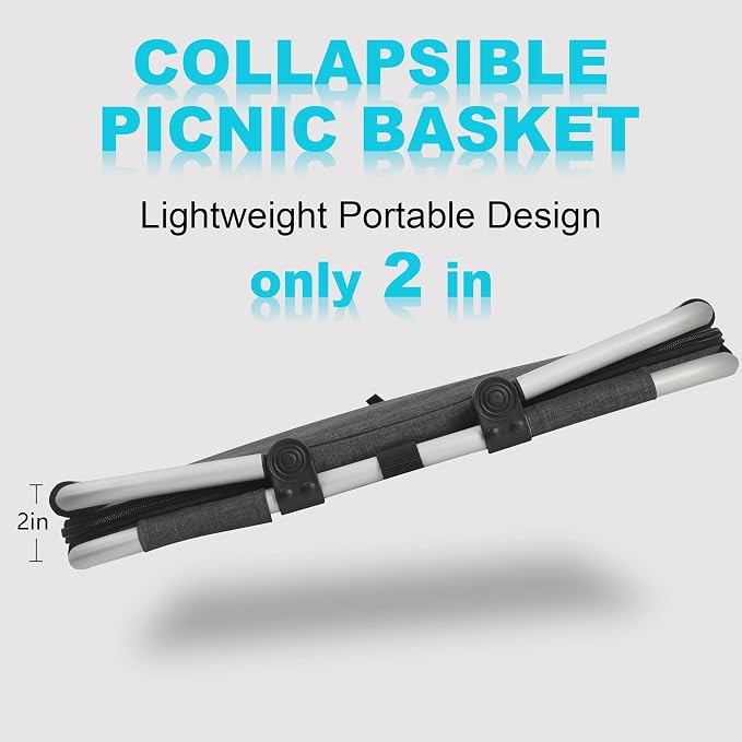 Picnic Basket, SIYUAN Collapsible Market Basket Insulted Cooler - Image 3
