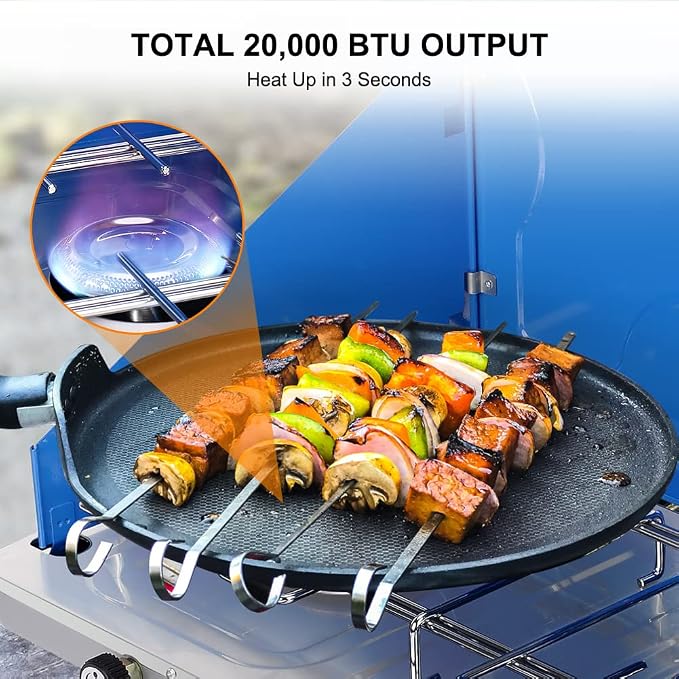 Camplux Propane Camping Stove 20, 000 BTU, Camping Stoves 2 Burners - Image 2