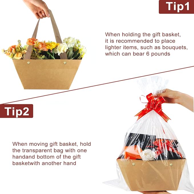 Bigger Baskets for Gifts Empty, 6 Pack Sturdy Kraft Basket - Image 6