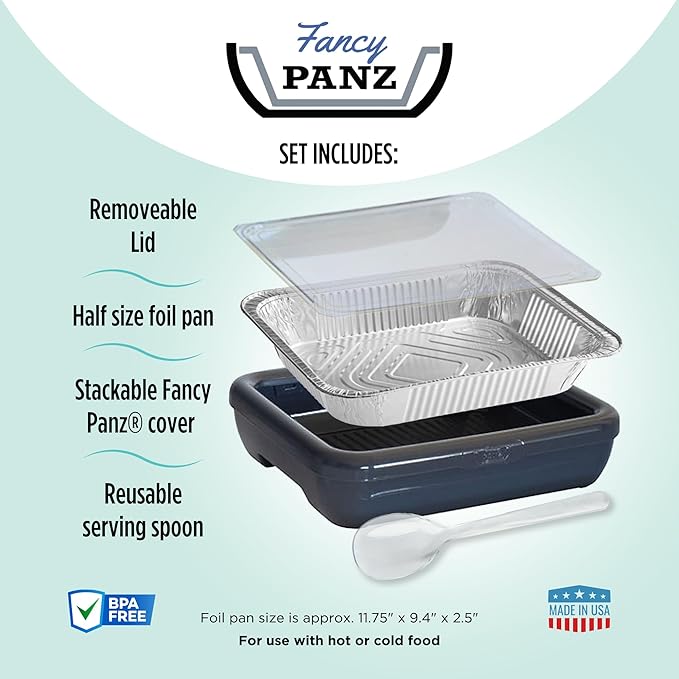 Fancy Panz - White Classic Aluminum Foil Pan Carrier - Elevated Food Serving - Image 4