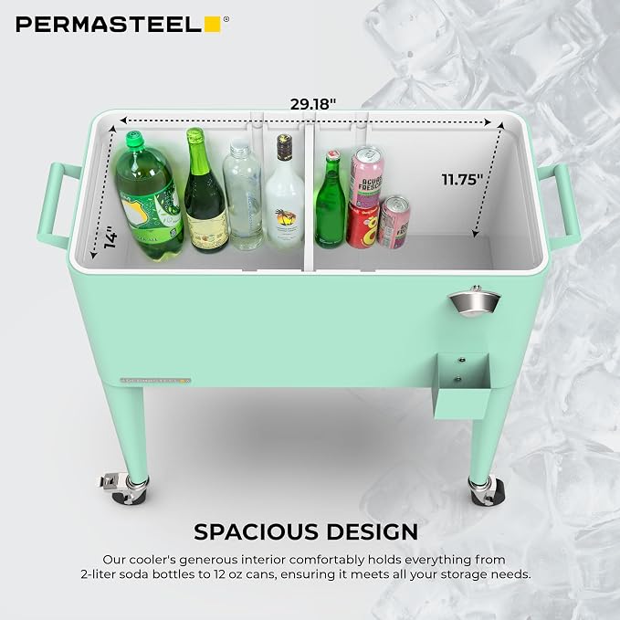 Permasteel 80 Quart Party Cooler, Rolling Ice Chest - Image 9