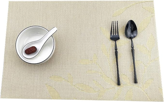 Gugrida Place Mats PVC Set of 6, Table Placemats Set of 6 PVC Washable Woven - Image 7
